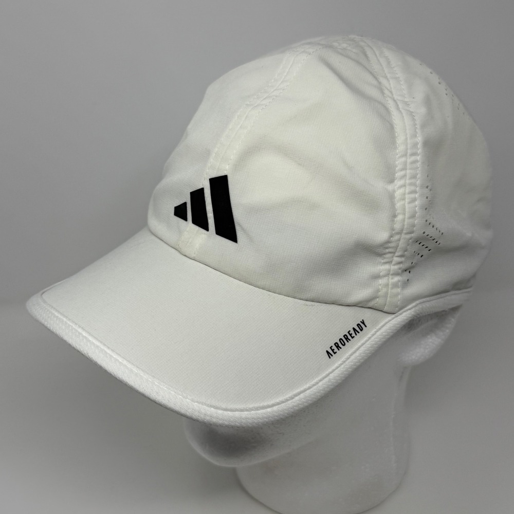 Adidas Aeroready White Running Hat Adjustable Performance Training Cap Logo